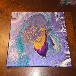 Purple Wing Abstract Painting Art Work